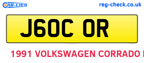 J60COR are the vehicle registration plates.