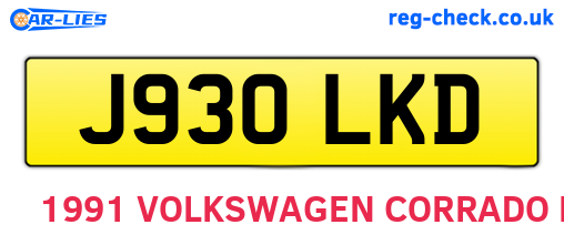 J930LKD are the vehicle registration plates.