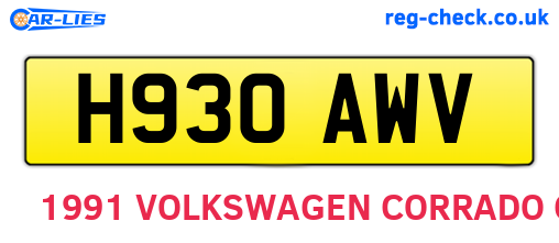 H930AWV are the vehicle registration plates.