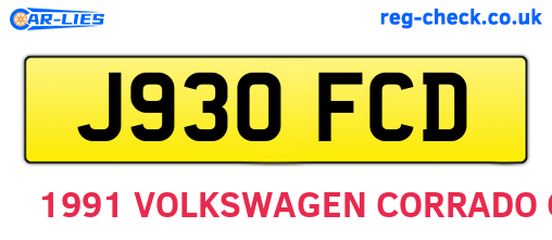 J930FCD are the vehicle registration plates.