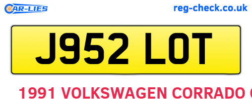 J952LOT are the vehicle registration plates.