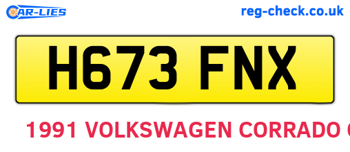 H673FNX are the vehicle registration plates.