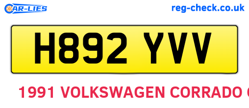 H892YVV are the vehicle registration plates.