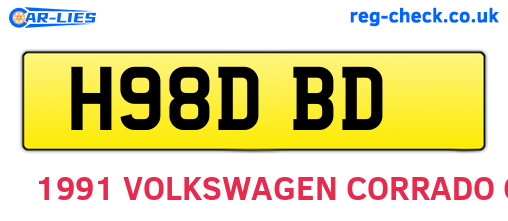 H98DBD are the vehicle registration plates.