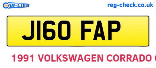 J160FAP are the vehicle registration plates.