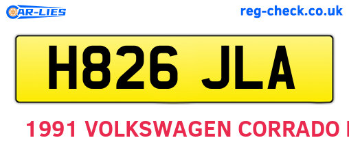 H826JLA are the vehicle registration plates.