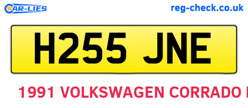 H255JNE are the vehicle registration plates.
