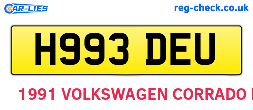 H993DEU are the vehicle registration plates.