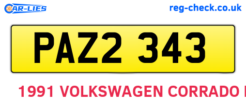 PAZ2343 are the vehicle registration plates.