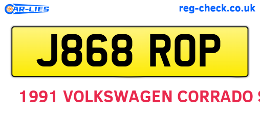 J868ROP are the vehicle registration plates.