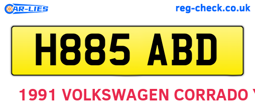 H885ABD are the vehicle registration plates.