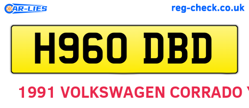 H960DBD are the vehicle registration plates.