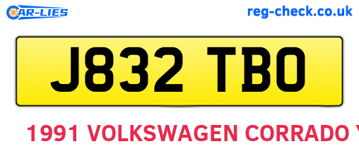 J832TBO are the vehicle registration plates.