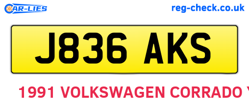 J836AKS are the vehicle registration plates.