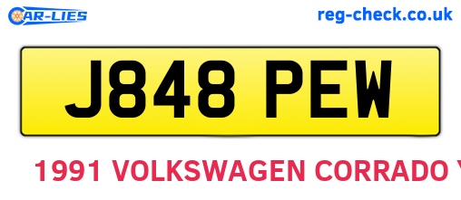 J848PEW are the vehicle registration plates.