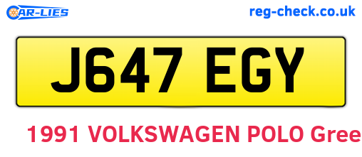 J647EGY are the vehicle registration plates.