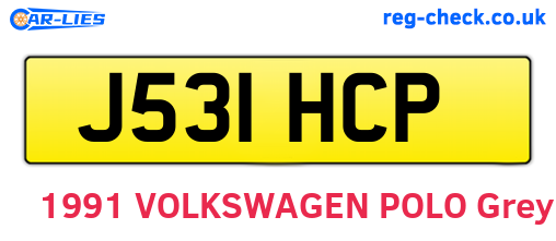J531HCP are the vehicle registration plates.