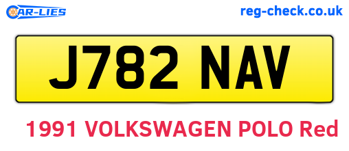 J782NAV are the vehicle registration plates.