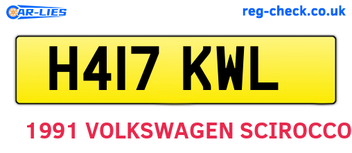 H417KWL are the vehicle registration plates.