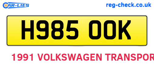 H985OOK are the vehicle registration plates.