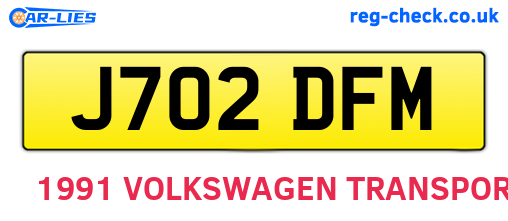 J702DFM are the vehicle registration plates.