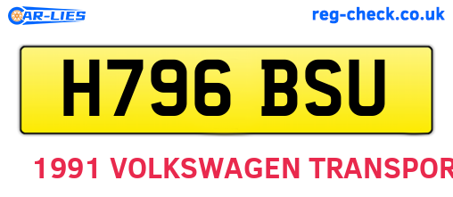H796BSU are the vehicle registration plates.