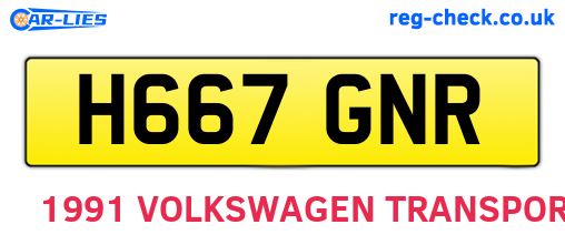 H667GNR are the vehicle registration plates.