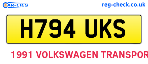 H794UKS are the vehicle registration plates.