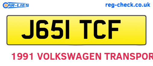 J651TCF are the vehicle registration plates.