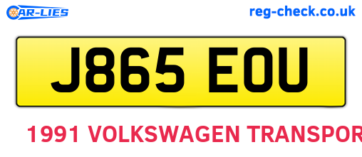 J865EOU are the vehicle registration plates.