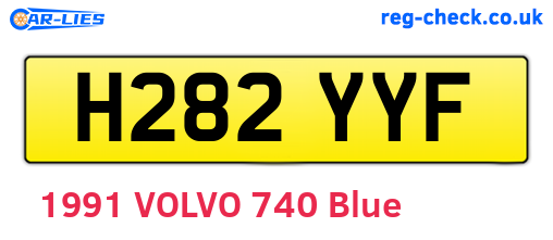 H282YYF are the vehicle registration plates.