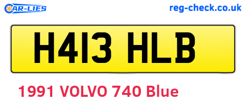 H413HLB are the vehicle registration plates.