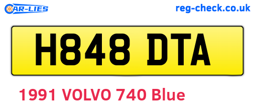 H848DTA are the vehicle registration plates.