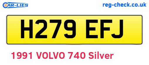 H279EFJ are the vehicle registration plates.