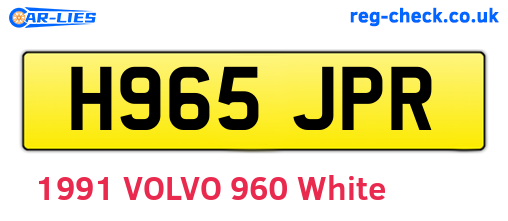 H965JPR are the vehicle registration plates.