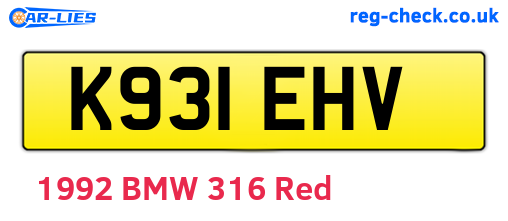 K931EHV are the vehicle registration plates.