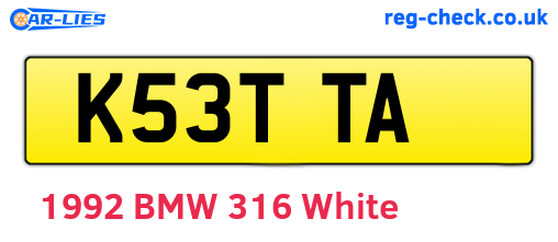 K53TTA are the vehicle registration plates.