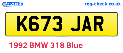 K673JAR are the vehicle registration plates.