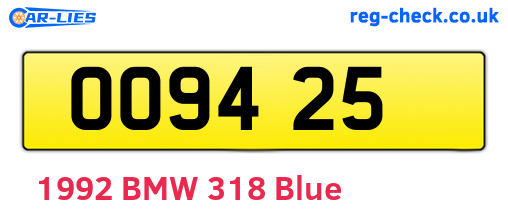 OO9425 are the vehicle registration plates.
