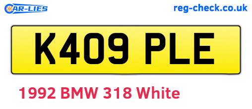K409PLE are the vehicle registration plates.