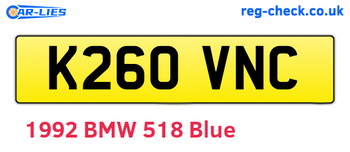 K260VNC are the vehicle registration plates.