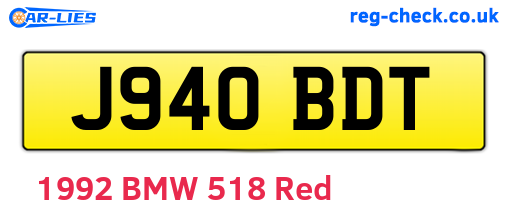 J940BDT are the vehicle registration plates.