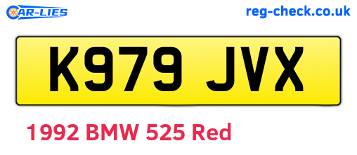 K979JVX are the vehicle registration plates.