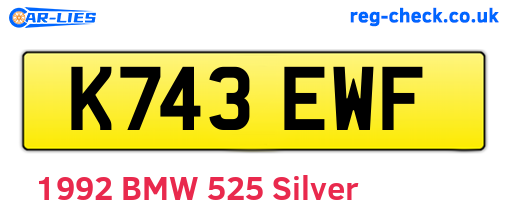 K743EWF are the vehicle registration plates.