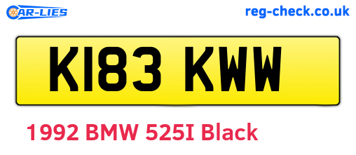 K183KWW are the vehicle registration plates.