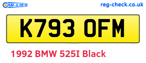 K793OFM are the vehicle registration plates.