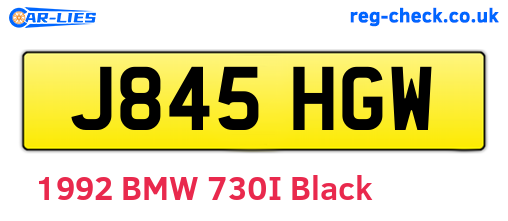 J845HGW are the vehicle registration plates.