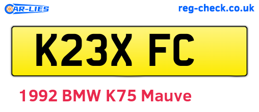 K23XFC are the vehicle registration plates.