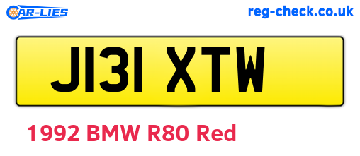 J131XTW are the vehicle registration plates.