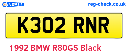 K302RNR are the vehicle registration plates.
